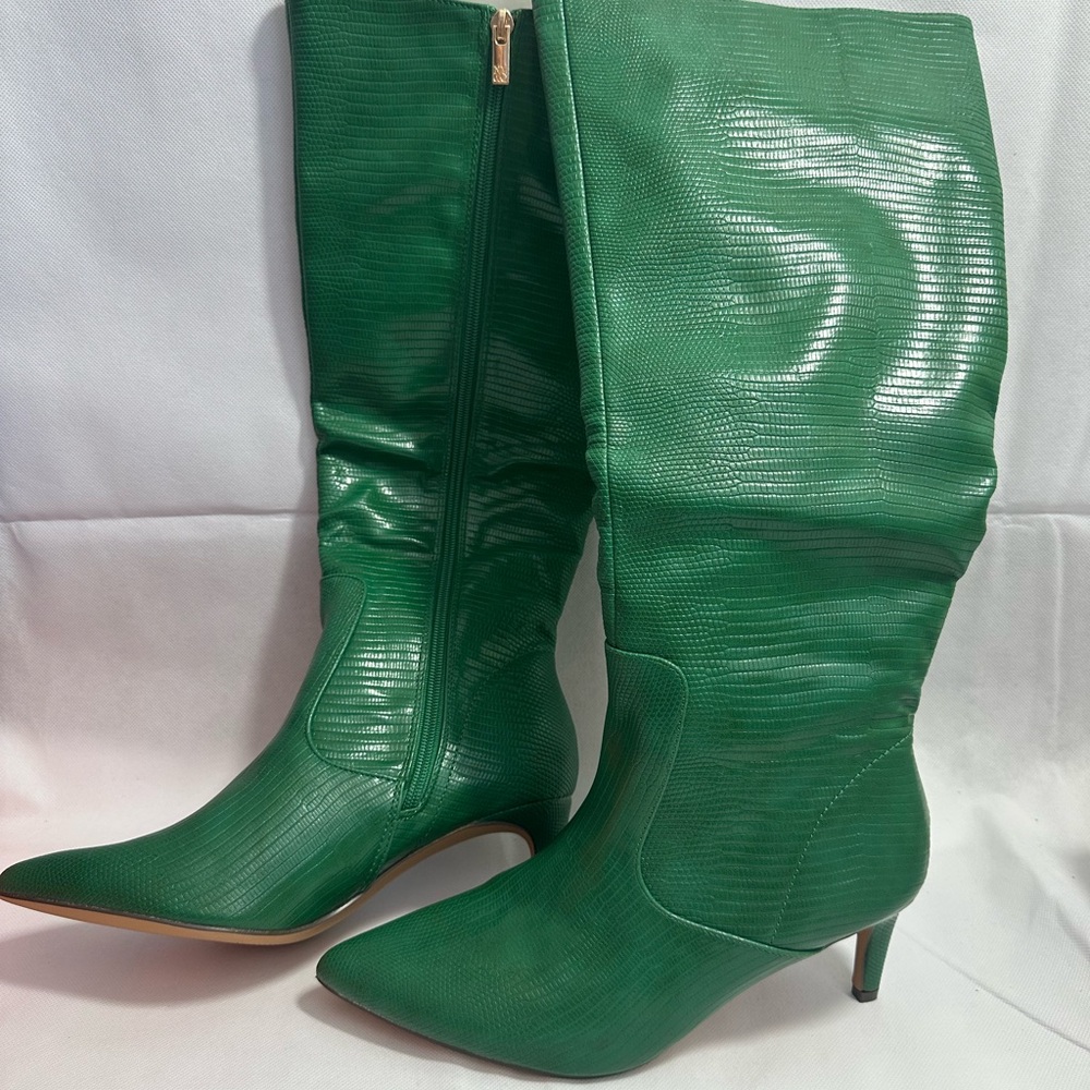 Green Knee-High NY&C Pointed Toe Stiletto Boots - Women